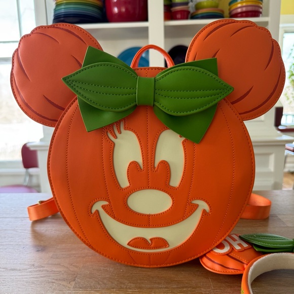 Disney Loungefly Pumpkin Minnie Mouse Bag and Headband Set - Picture 2 of 16